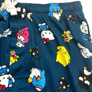 HELLO KITTY AND FRIENDS Mens XL Navy Pajama Lounge Sleep Pants Button Fly Sanrio